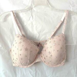 NWOT Victoria's Secret Pink Gold Star Demi Lift Lace Bra 34DDD